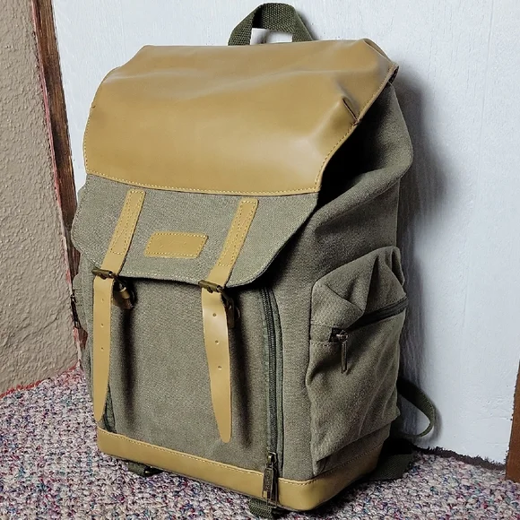 Green and Tan Canvas Camera Backpack || Photography Backpack for Women or Men Backlight® Sprint Camera Backpack for the Minimalist  main image 3